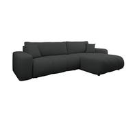 Nicole - Canapé d'angle réversible 5 places convertible avec coffre en tissu - Gris Anthracite