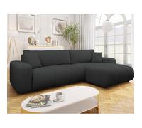 Nicole - Canapé d'angle réversible 5 places convertible avec coffre en tissu - Gris Anthracite