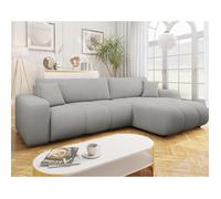 Nicole - Canapé d'angle réversible 5 places convertible avec coffre en tissu - Gris clair Gris clair