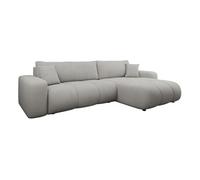 Nicole - Canapé d'angle réversible 5 places convertible avec coffre en tissu - Gris clair