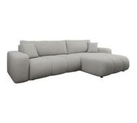 Nicole - Canapé d'angle réversible 5 places convertible avec coffre en tissu - Gris clair Gris clair