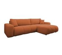 Best Mobilier - Nicole - Canapé d'angle réversible 5 Places Convertible avec Coffre en Tissu, Rouille
