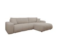 Nicole - Canapé d'angle réversible 5 places convertible avec coffre en tissu - Taupe