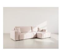 Nicole - Canapé d'angle réversible 5 places convertible avec coffre en tissu - Taupe