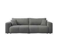 Nicole - Canapé droit 3 places convertible avec coffre en tissu - Gris