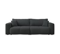 Nicole - Canapé droit 3 places convertible avec coffre en tissu - Gris Anthracite