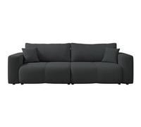 Nicole - Canapé droit 3 places convertible avec coffre en tissu - Gris Anthracite Gris Anthracite