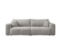 Nicole - Canapé droit 3 places convertible avec coffre en tissu - Gris clair