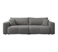 Nicole - Canapé droit 3 places convertible avec coffre en tissu - Gris Gris