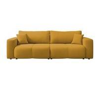 Best Mobilier - Nicole - Canapé Droit 3 Places Convertible avec Coffre en Tissu, Jaune