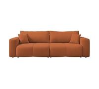 Nicole - Canapé droit 3 places convertible avec coffre en tissu - Rouille