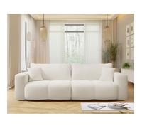 Nicole - Canapé droit 4 places convertible avec coffre en tissu - Beige