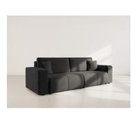 Nicole - Canapé droit 3 places convertible avec coffre en tissu - Gris Anthracite Gris Anthracite