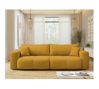 Best Mobilier - Nicole - Canapé Droit 3 Places Convertible avec Coffre en Tissu, Jaune