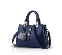 NICOLE & DORIS 2025 Nouveau Sac à Main/Bandoulière Femme Sacs Portés Main Mode Élégant Sac Epaule Sacoche à Poignée Femme Supérieure avec Poms Bleu