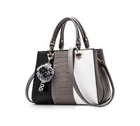 NICOLE & DORIS 2025 Nouveau Sac à Main Femme Sacs Portés Main Mode Sac Bandoulière Élégant Sac Epaule Sacoche Femme Sac à Poignée Supérieure avec Pom Poms Gris