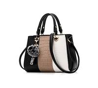 NICOLE & DORIS 2025 Nouveau Sac à Main Femme Sacs Portés Main Mode Sac Bandoulière Élégant Sac Epaule Sacoche Femme Sac à Poignée Supérieure avec Pom Poms Marron