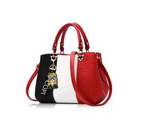 NICOLE & DORIS 2025 Nouveau Sac à Main Femme Sacs Portés Main Mode Sac Bandoulière Élégant Sac Epaule Sacoche Femme Sac à Poignée Supérieure avec Pom Poms Rouge