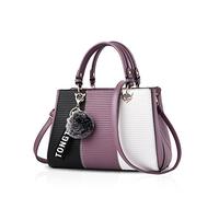 NICOLE & DORIS 2025 Nouveau Sac à Main Femme Sacs Portés Main Mode Sac Bandoulière Élégant Sac Epaule Sacoche Femme Sac à Poignée Supérieure avec Pom Poms Violet
