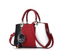 NICOLE & DORIS 2025 Nouveau Sac à Main Femme Sacs Portés Main Mode Sac Bandoulière Élégant Sac Epaule Sacoche Femme Sac à Poignée Supérieure avec Pom Poms Rouge