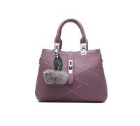 NICOLE & DORIS 2025 Nouveau Sac à Main Femme Sacs Portés Main Mode Sac Bandoulière Élégant Sac Epaule Sacoche Femme Sac à Poignée Supérieure avec Pom Poms Violet