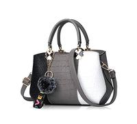 NICOLE & DORIS 2024 Nouveau Sac à Main Femme Sacs Portés Main Mode Sac Bandoulière Élégant Sac Epaule Sacoche Femme Sac à Poignée Supérieure avec Pom Poms, Grise 2, L, Élégant