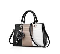 NICOLE & DORIS 2025 Nouveau Sac à Main Femme Sacs Portés Main Mode Sac Bandoulière Élégant Sac Epaule Sacoche Femme Sac à Poignée Supérieure avec Pom Poms Marron