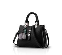 NICOLE & DORIS 2025 Nouveau Sac à Main Femme Sacs Portés Main Mode Sac Bandoulière Élégant Sac Epaule Sacoche Femme Sac à Poignée Supérieure avec Pom Poms Noir
