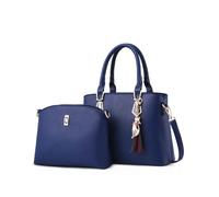 Nicole & Doris 2025 Nouvelle Mode PU Sac à Main en Cuir + Sac à bandoulière 2pcs Set fourre-Tout Sac à Main Pratique avec Parure pour Les Filles (Bleu)