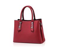 NICOLE & DORIS Bandoulière Femme Pochette en PU Cuir Élégant Fourre Tout Moyen Modèle avec Trois Compartiments Carré Sacoche Vin Rouge
