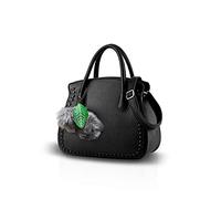 Nicole&Doris Dames/Femmes/Sac à Main des Femmes Sac Simple et généreux Sacs portés épaule Senior Sacs à Pompons Sac à bandoulière Durable(Black)