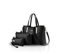 NICOLE&DORIS Ensemble bourse Sac à Main de Mode Crossbody Sac à Bandoulière Sac 3pcs Tote PU Souple Noir