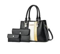 NICOLE & DORIS Ensemble Sac Femme Elegant Sac Fourre Tout Moyen Sac Bandoulière Cuir Verni Sac a Main et Portefeuille Sac Epaule pour Travail Shopping Voyage Noir