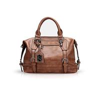 NICOLE & DORIS Fashion Oil Wax Femmes Sacs à Main Sac à bandoulière Sac Diagonal Sac à bandoulière Sac bandoulière Messenger Sacs Fille Sacs à Main Boston Sacs Brown