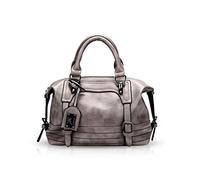 NICOLE & DORIS Fashion Oil Wax Femmes Sacs à Main Sac à bandoulière Sac Diagonal Sac à bandoulière Sac bandoulière Messenger Sacs Fille Sacs à Main Boston Sacs Gris