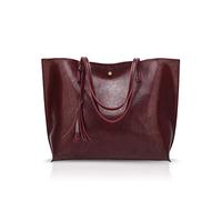 NICOLE&DORIS Femme Sac Cabas Grand Sac à Main Sac fourre-Tout en Cuir PU Sac à bandoulière Mode Sac à Main Rouge foncé