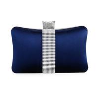 NICOLE & DORIS Femme Pochette de Soirée Luxe - Petit Sac à Main de Mariage en Strass avec Chaîne - Bleu