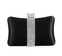 NICOLE & DORIS Femme Pochette de Soirée Luxe - Petit Sac à Main de Mariage en Strass avec Chaîne - Noir