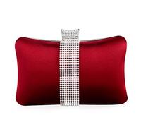 NICOLE & DORIS Femme Pochette de Soirée Luxe - Petit Sac à Main de Mariage en Strass avec Chaîne - Vin Rouge