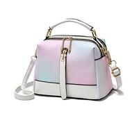 NICOLE & DORIS Femme Sac à Main Petit Sac Bandouliere PU Cuir Sac Epaule Multicolore Sac D'épaule Crossbody Fille Messager Bag Sac Besace Sac Telephone Portable Multipoches Blanc