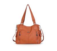 NICOLE & DORIS Femme Sacs à bandoulière Grandes poches Sacs à main portés main en PU Cuir souple Femme Cabas Sac D'épaule Caffe