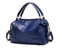 NICOLE & DORIS Femme Sacs à main Sac huile ciré Sac en cuir souple sac à bandoulière Boston Sacs Bleu