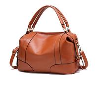 NICOLE & DORIS Femme Sacs à Main Sac Huile ciré Sac en Cuir Souple Sac à bandoulière Boston Sacs Marron