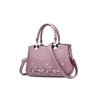 Nicole&Doris Femmes Fleurs Haut Handle Handbags Sac d'épaule Sac bandoulière Fourre-Tout Dames Cartable PU Cuir Flower Purple