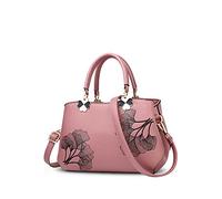 NICOLE&DORIS Femmes Fleurs Haut Handle Handbags Sac d'épaule Sac bandoulière Fourre-Tout Dames Cartable PU Cuir, Rose, Rose