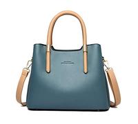 NICOLE & DORIS Femmes Sac à Main élégant Sac à Bandoulière Grand Dames Sac Fourre-Tout Sac Messenger en Cuir PU Sac à Poignée Supérieure Bleu