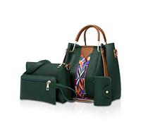 NICOLE & DORIS Femmes Sacs à main 4pcs ensemble Sacs à bandoulière Sacs à main Sacs portés épaule porte-monnaie vert