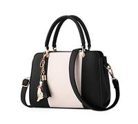 NICOLE & DORIS femmes sacs à main glands sac à bandoulière à glissière sacs à bandoulière fourre-tout sac à main pour dames sac en cuir PU avec pendentif Noir