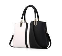 NICOLE & DORIS femmes sacs à main Sac à main rayé mode Style sac à bandoulière à glissière sacs élégants dames sac avec couleur contrastée Noir