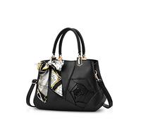 NICOLE&DORIS Fleurs Femmes Top Handle Sacs à Main Sac à bandoulière Crossbody Bag Tote Satchel pour Dames Cuir PU Noir